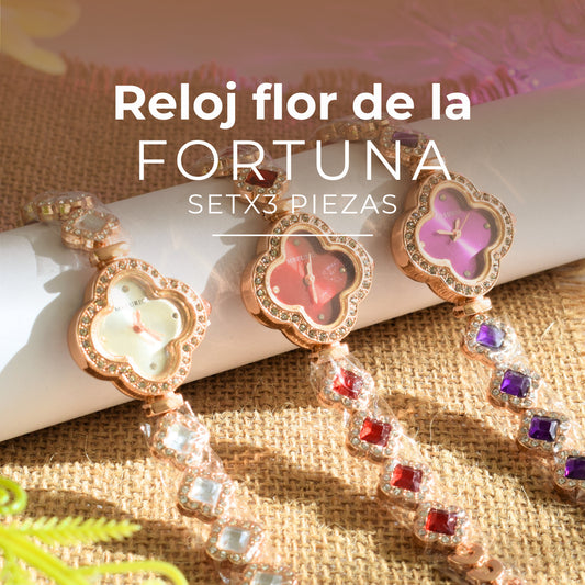 SET X3 RELOJ FLOR DE LA FORTUNA + OBSEQUIO